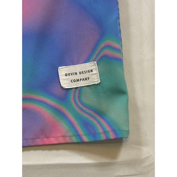 DUVIN Mens Small Button Up Shirt Short Sleeve Trippy Swirl Print Casual Beach - Picture 11 of 11